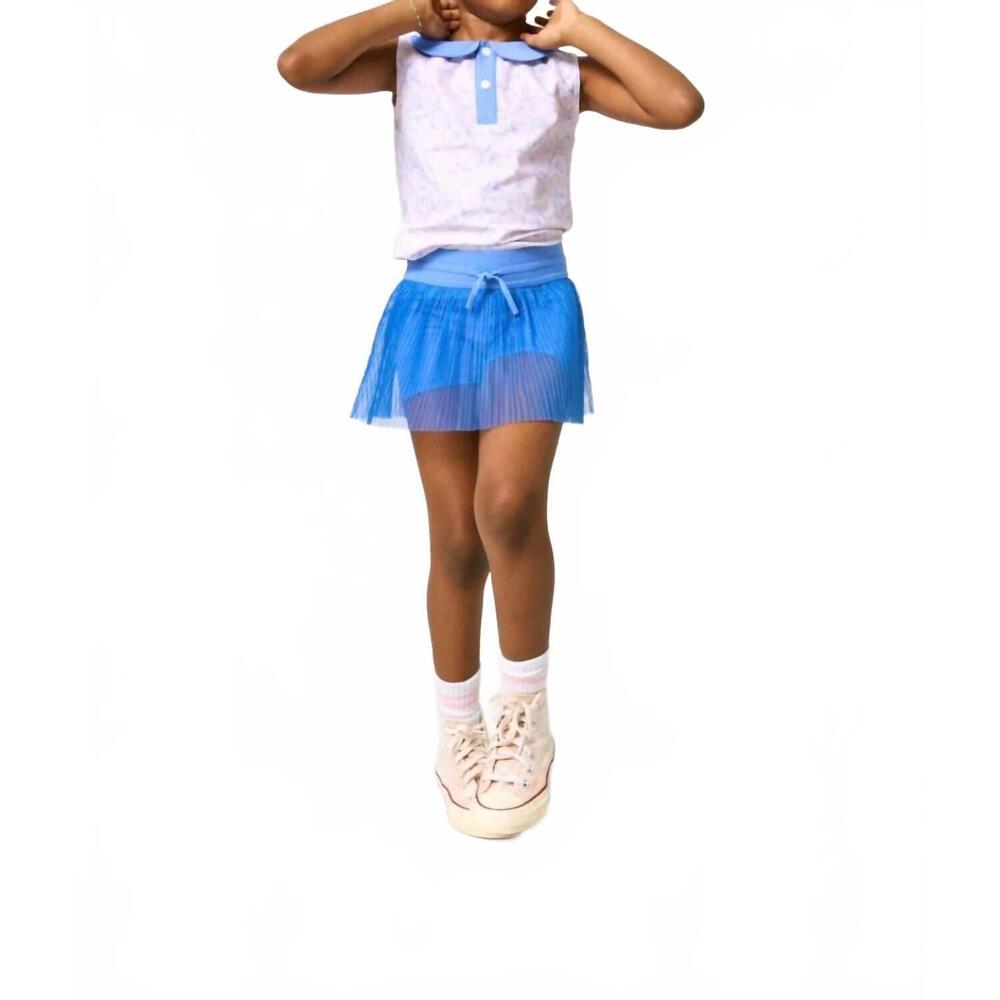 NEW COURTSIDE KIDS pleated tulle skort in sky blue